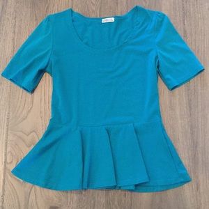 Cotton teal peplum top